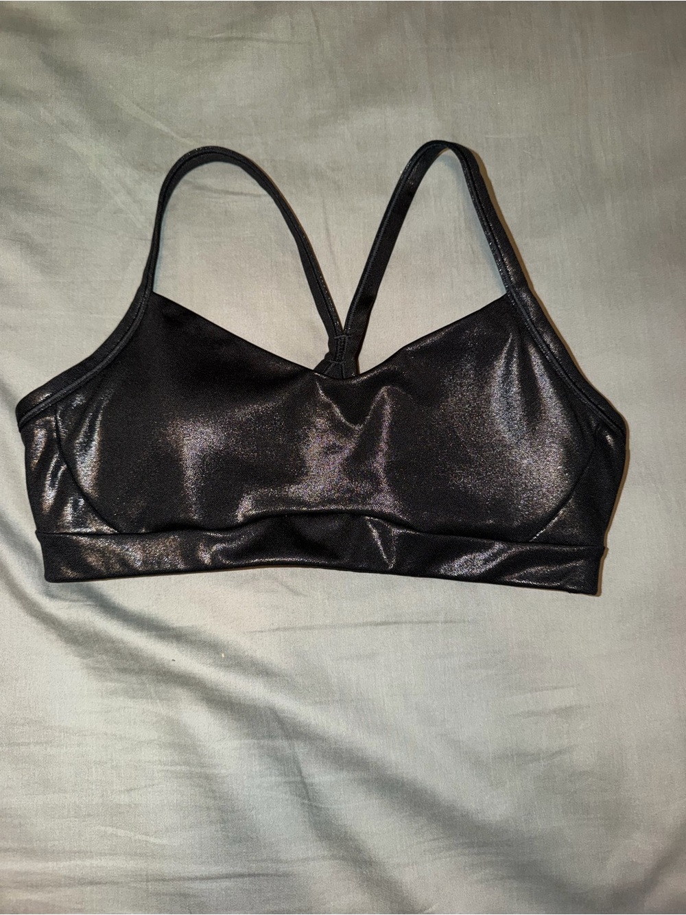 Athleta Metallic Shimmer Black Racerback Sports Bra